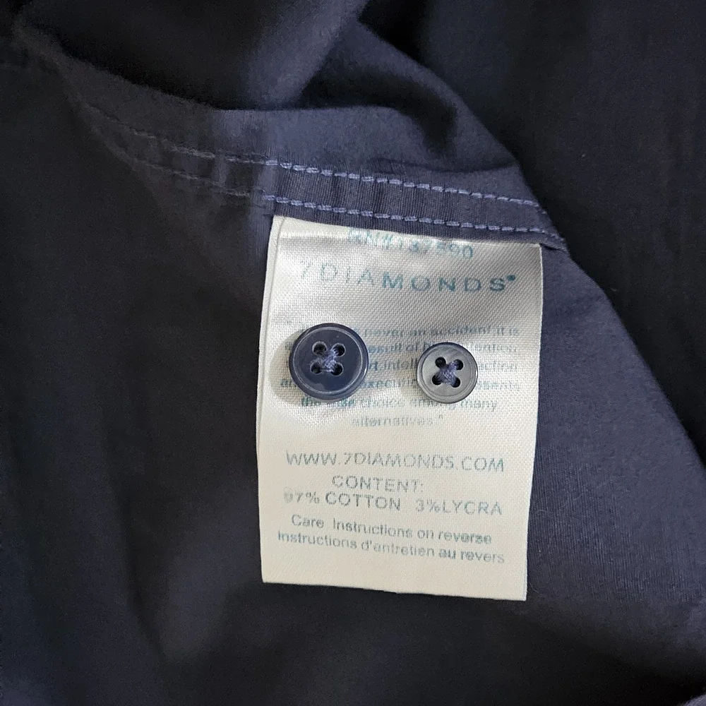 7 Diamonds Dress Shirt Men's XL Blue Stretch Button Up Long Sleeve Cuff Detail